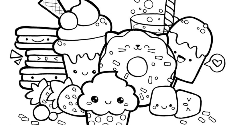 Kawaii Sweets Doodle FREE Coloring Page Printalbe PDF