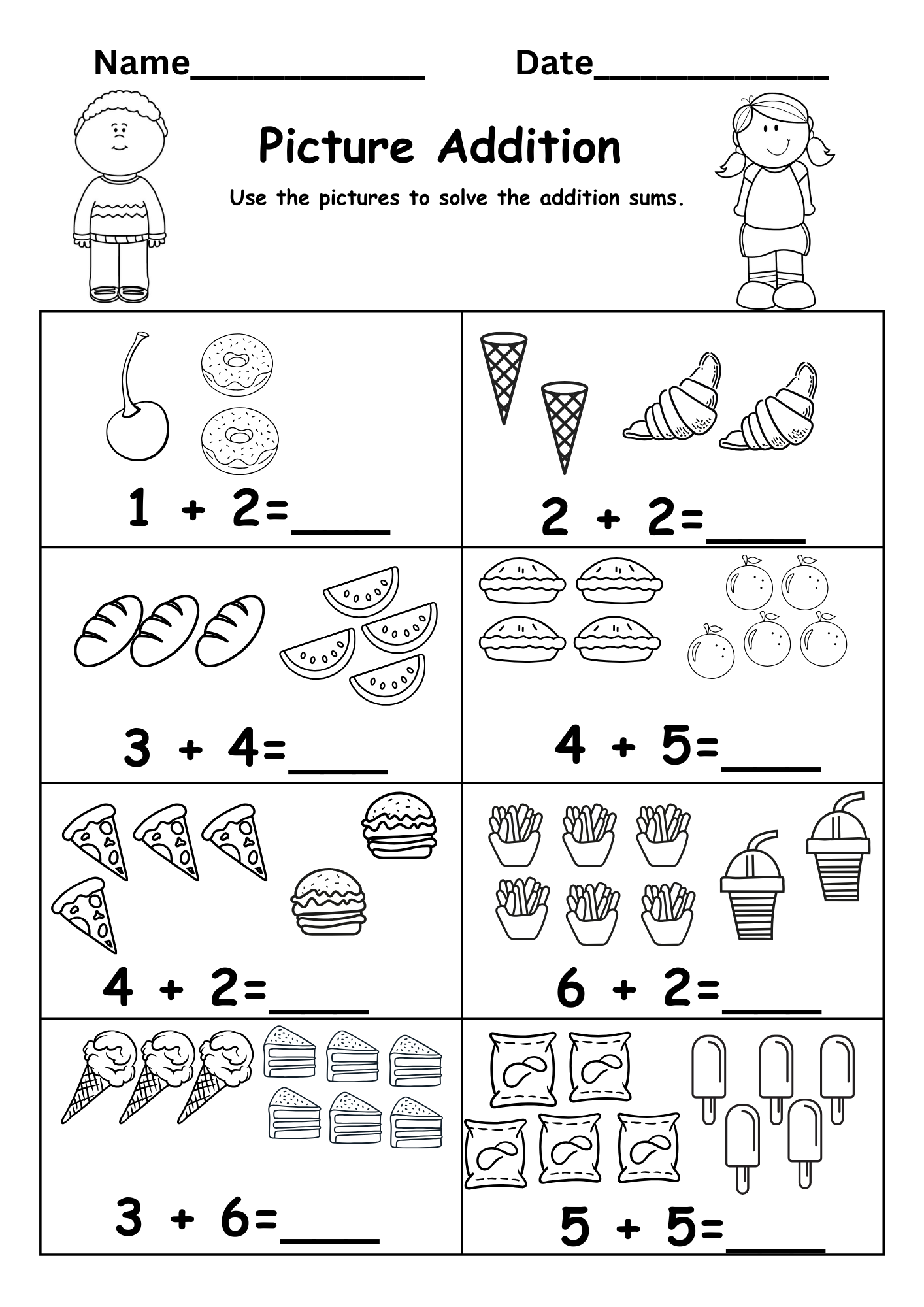 free addition worksheets