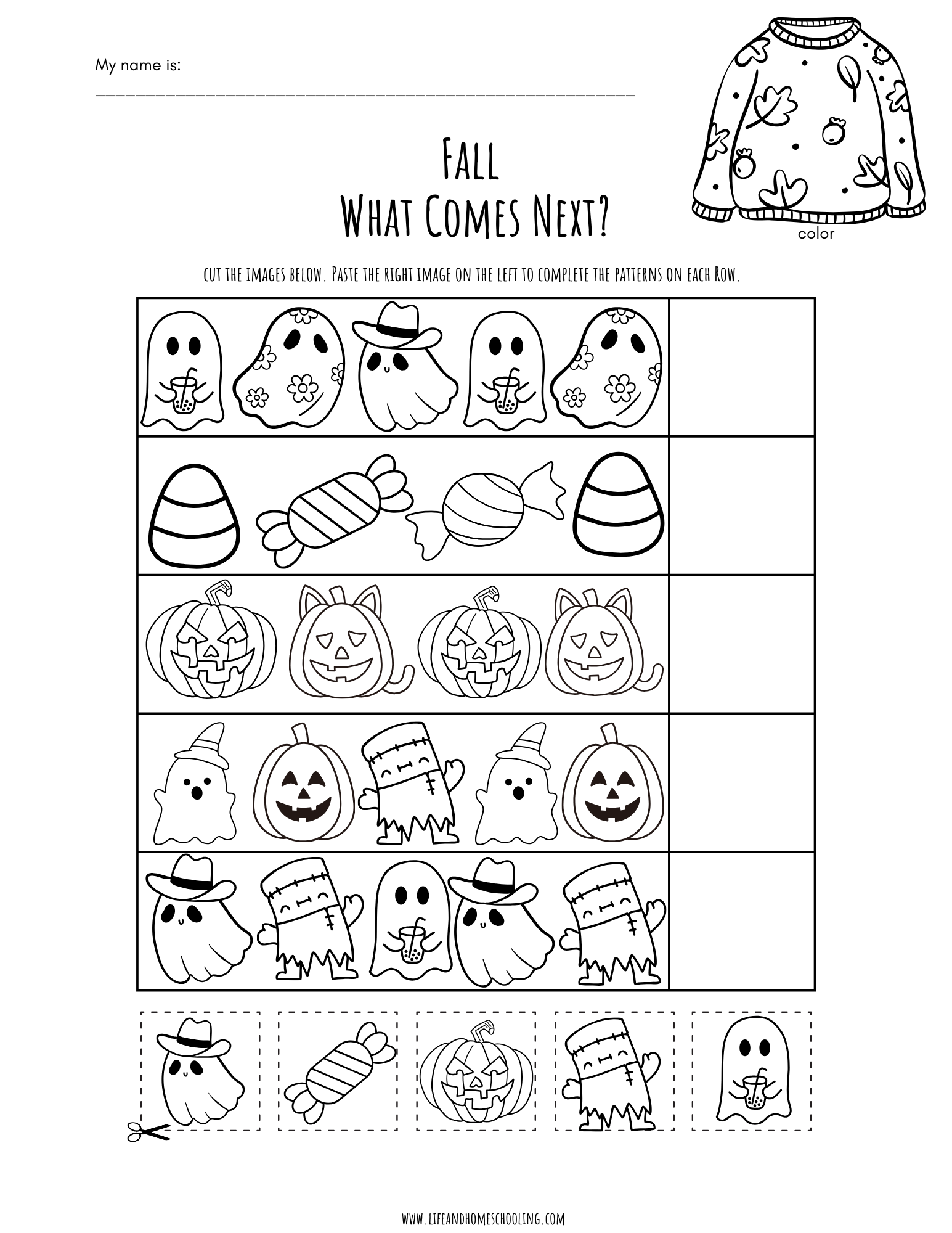 pattern worksheets for kindergarten