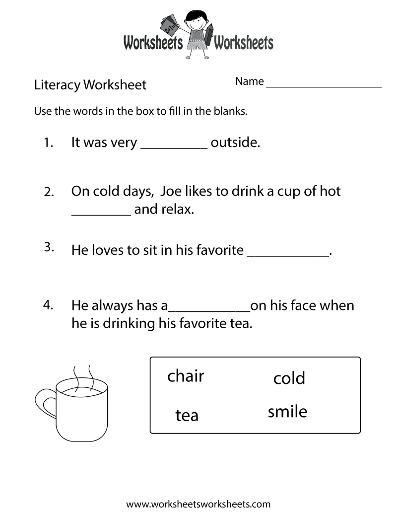 literacy worksheets for kindergarten