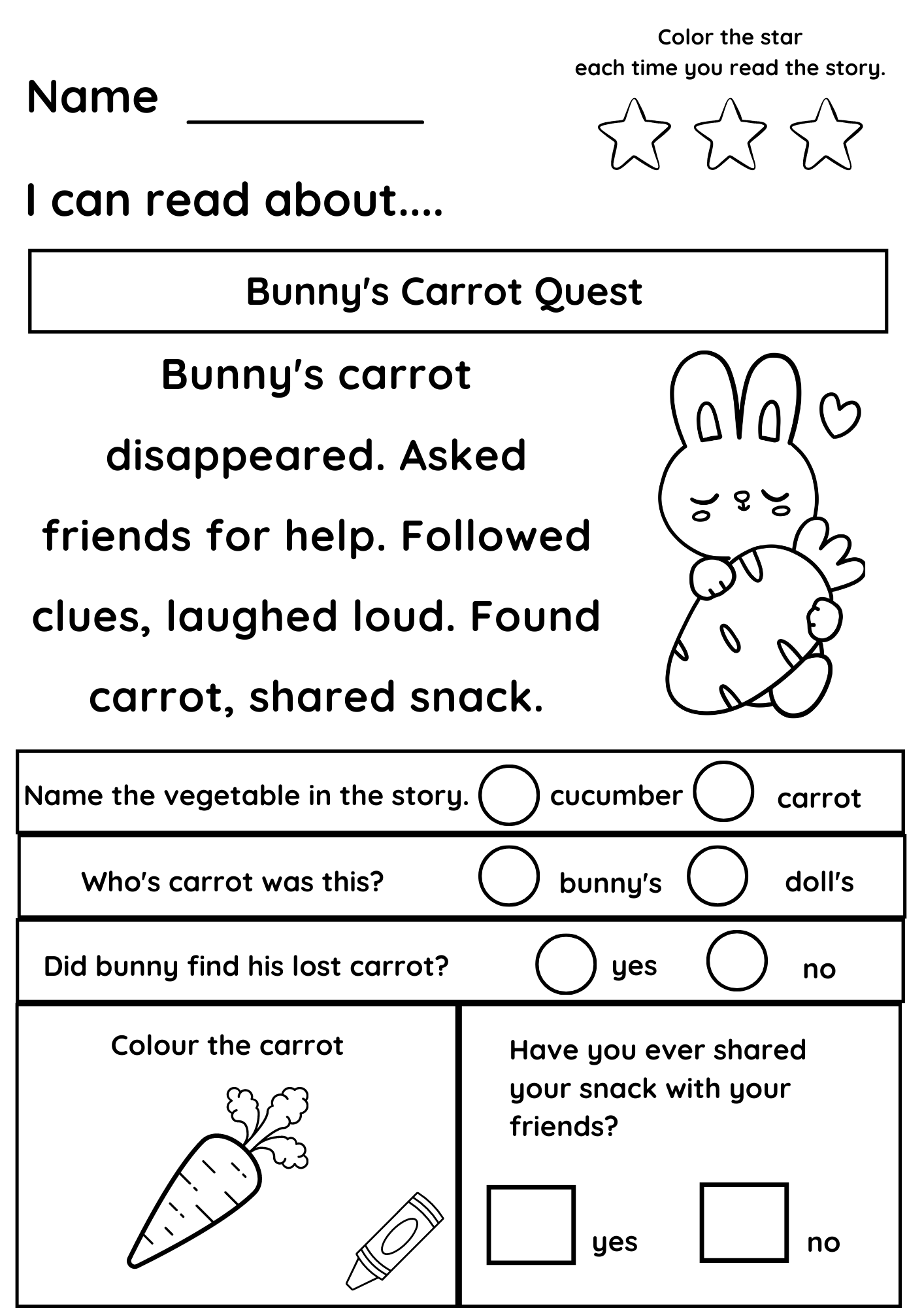 Kindergarten Reading Worksheets And Printables