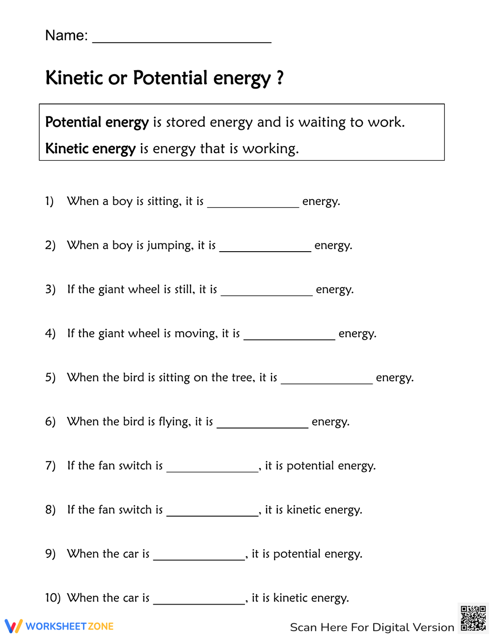 Kinetic And Potential Energy Worksheets Printable Kinetic And Potential Energy Worksheets Printable