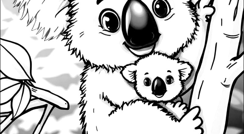 Koala And Her Baby Koalas Coloring Pages