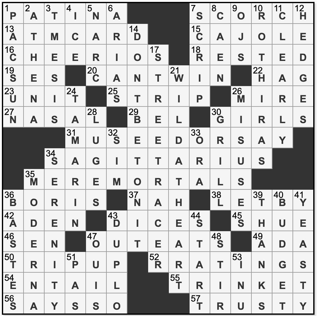 la times crossword puzzle answers