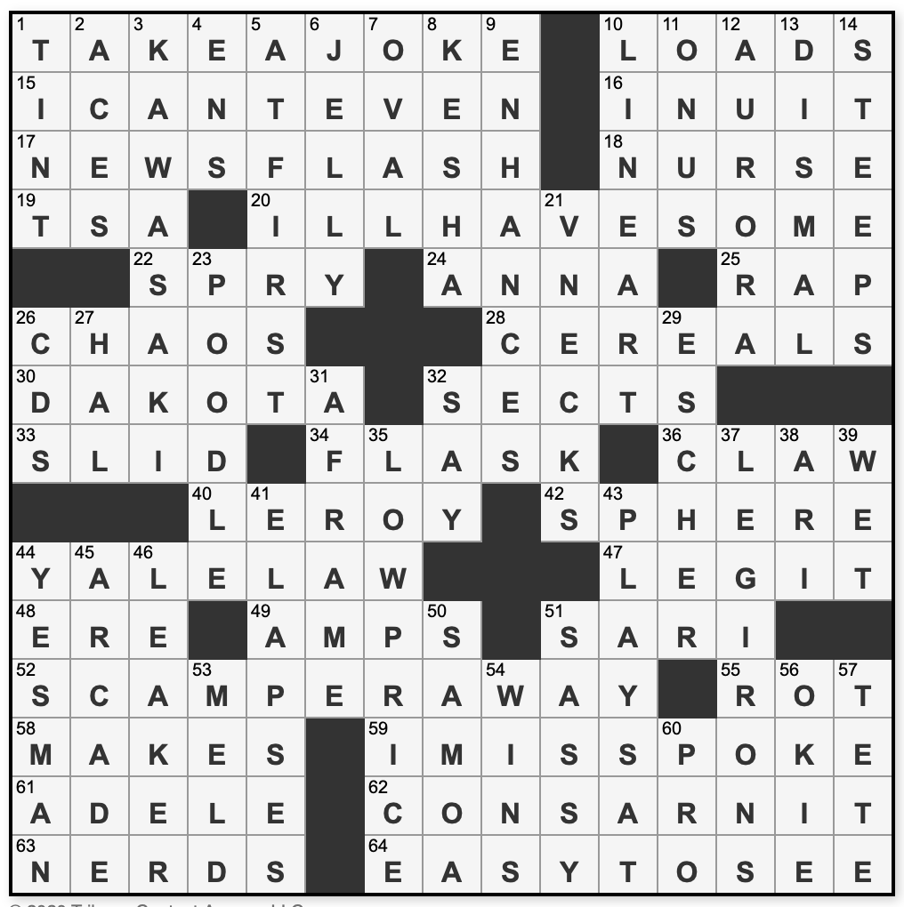 L A Times Crossword Corner Saturday October 3 2020 Evan Kalish