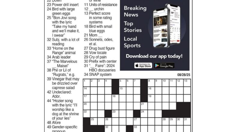 LA Times Crossword Aug 28 2025 Crosswords Yakimaherald