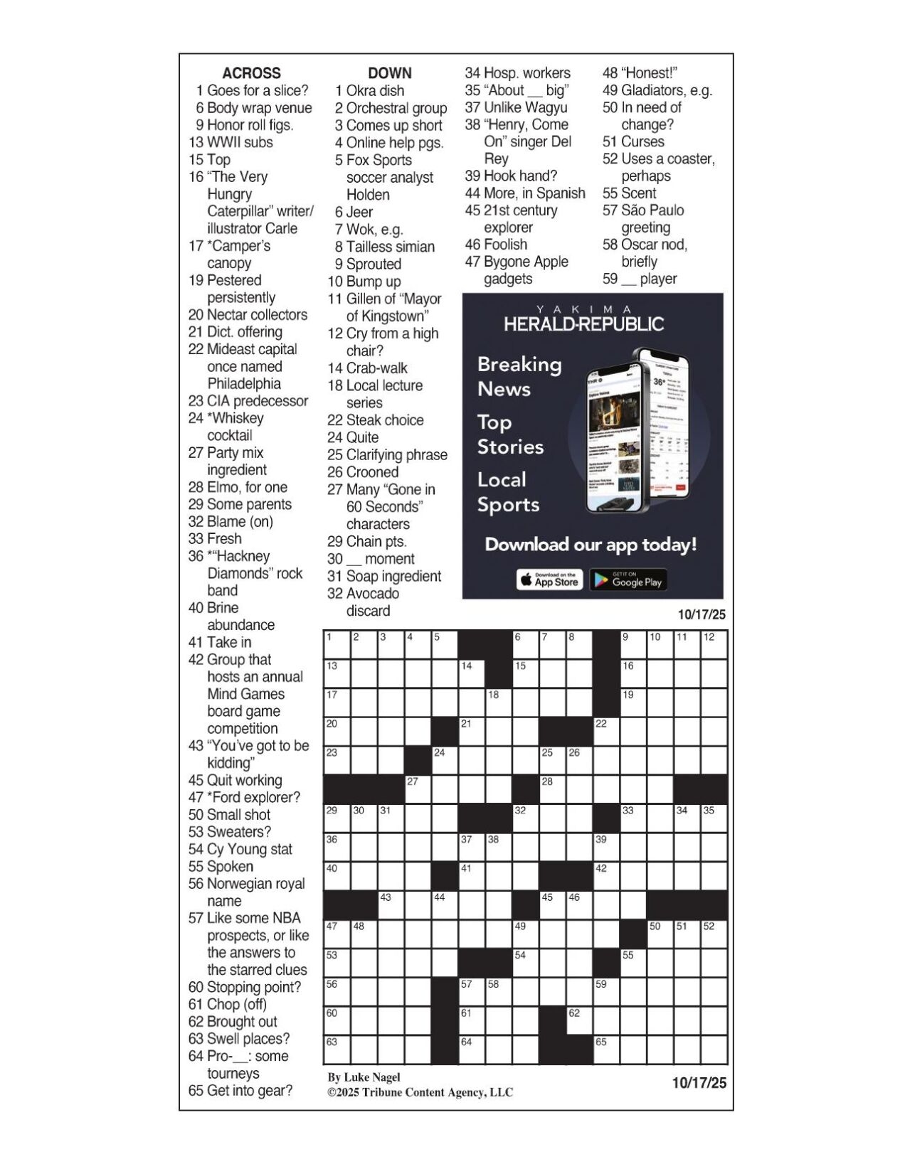 LA Times Crossword Oct 17 2025 Crosswords Yakimaherald
