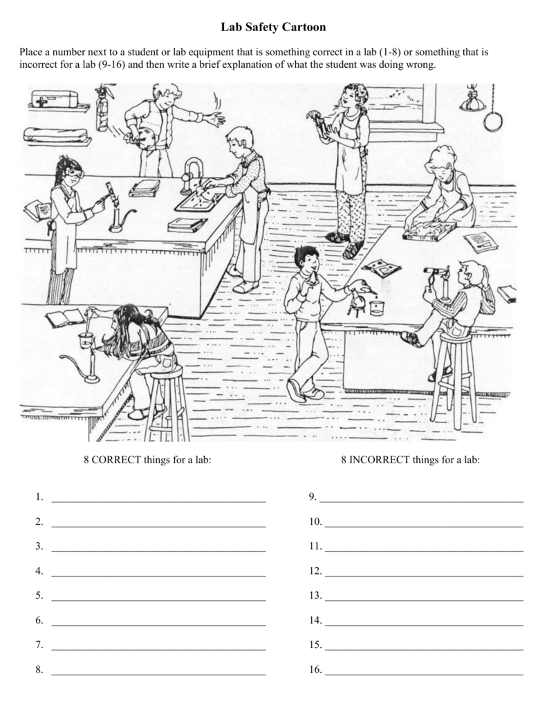 Lab Safety Worksheet Identifying Hazards Safe Practices