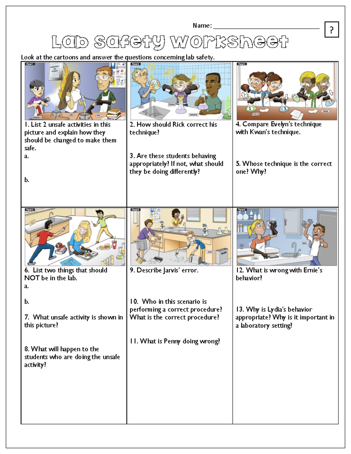 Lab Safety Worksheet Laboratory Guidelines And Questions Studocu