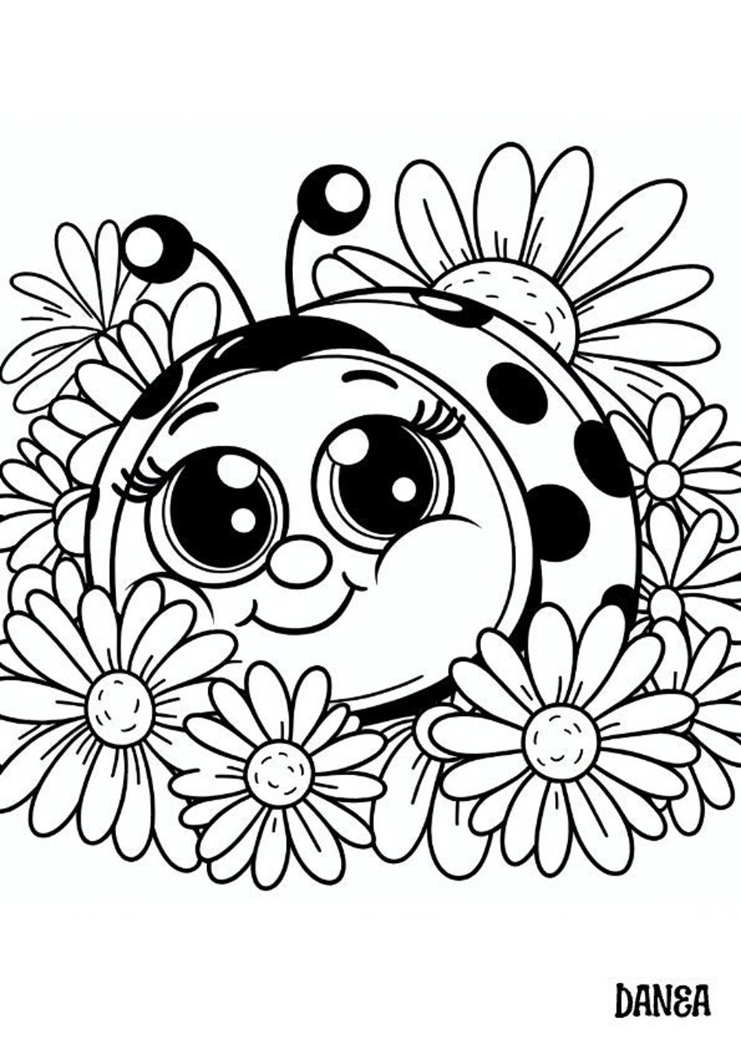 Ladybug In Daisies Coloring Page Kids Printable Coloring Page Etsy Israel Ladybug In Daisies Coloring Page Kids Printable Coloring Page Etsy Israel