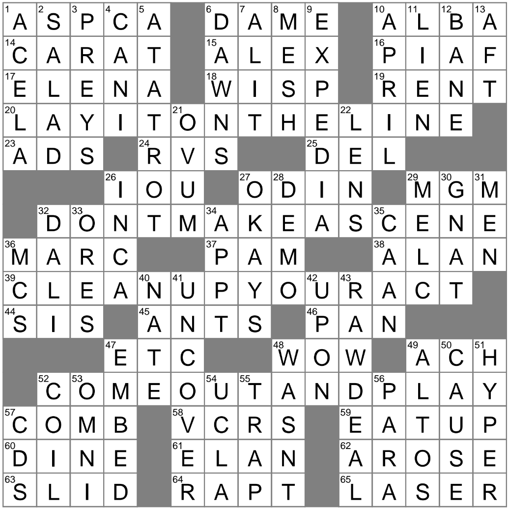 LAXCrossword Answers To The Los Angeles Times Crossword LAXCrossword Answers To The Los Angeles Times Crossword