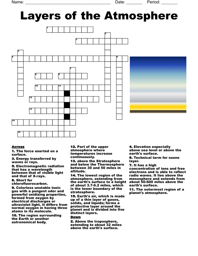 Layers Of The Atmosphere Crossword WordMint Layers Of The Atmosphere Crossword WordMint