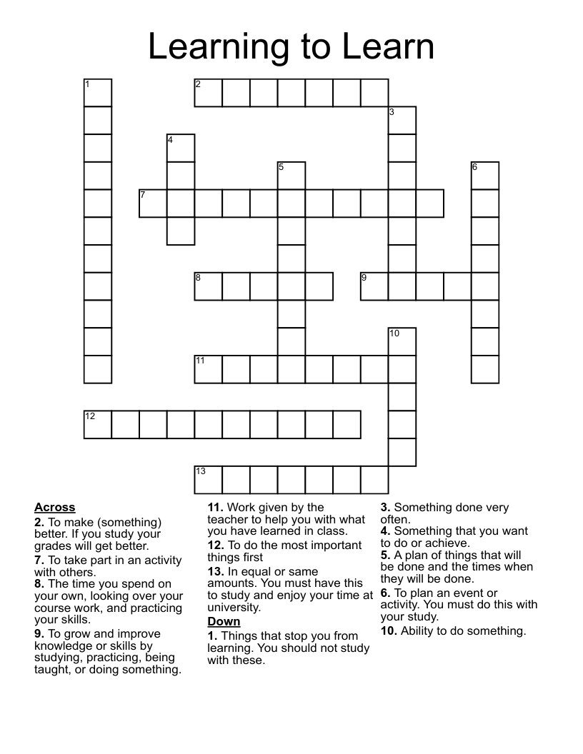 Learning To Learn Crossword WordMint