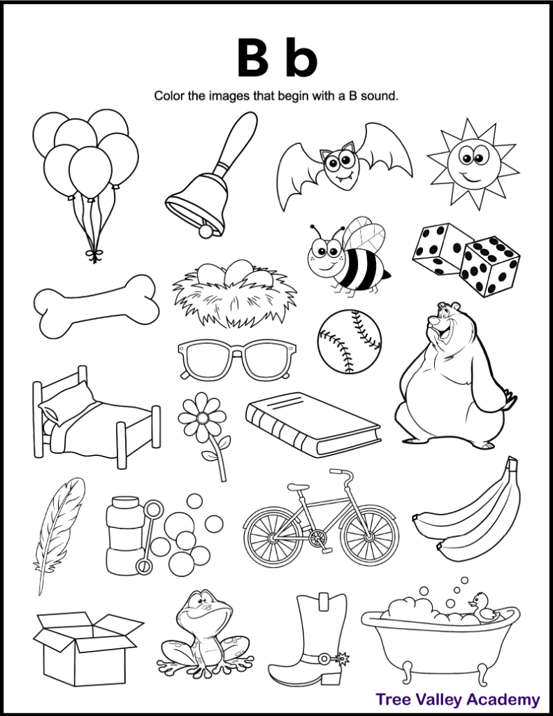 b worksheet preschool
