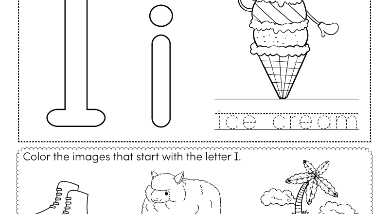 Letter I Coloring Worksheet Free Printable Digital PDF