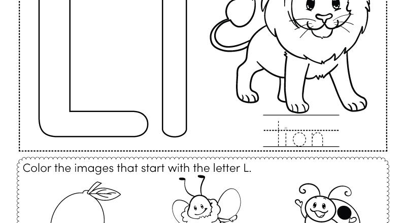 Letter L Coloring Worksheet Free Printable Digital PDF