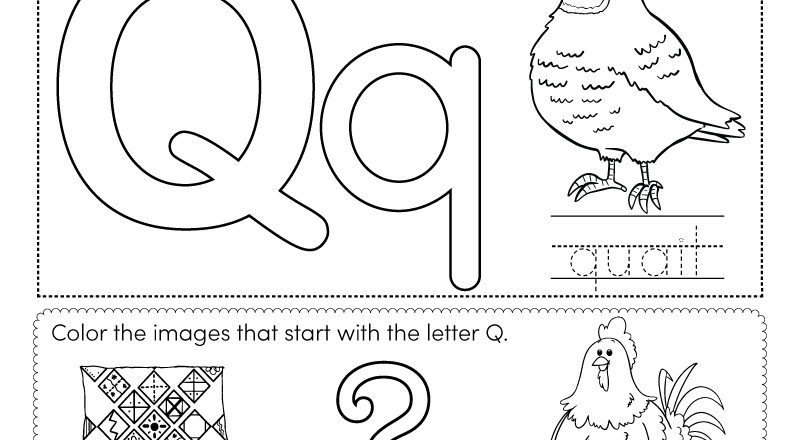 Letter Q Coloring Worksheet Free Printable Digital PDF