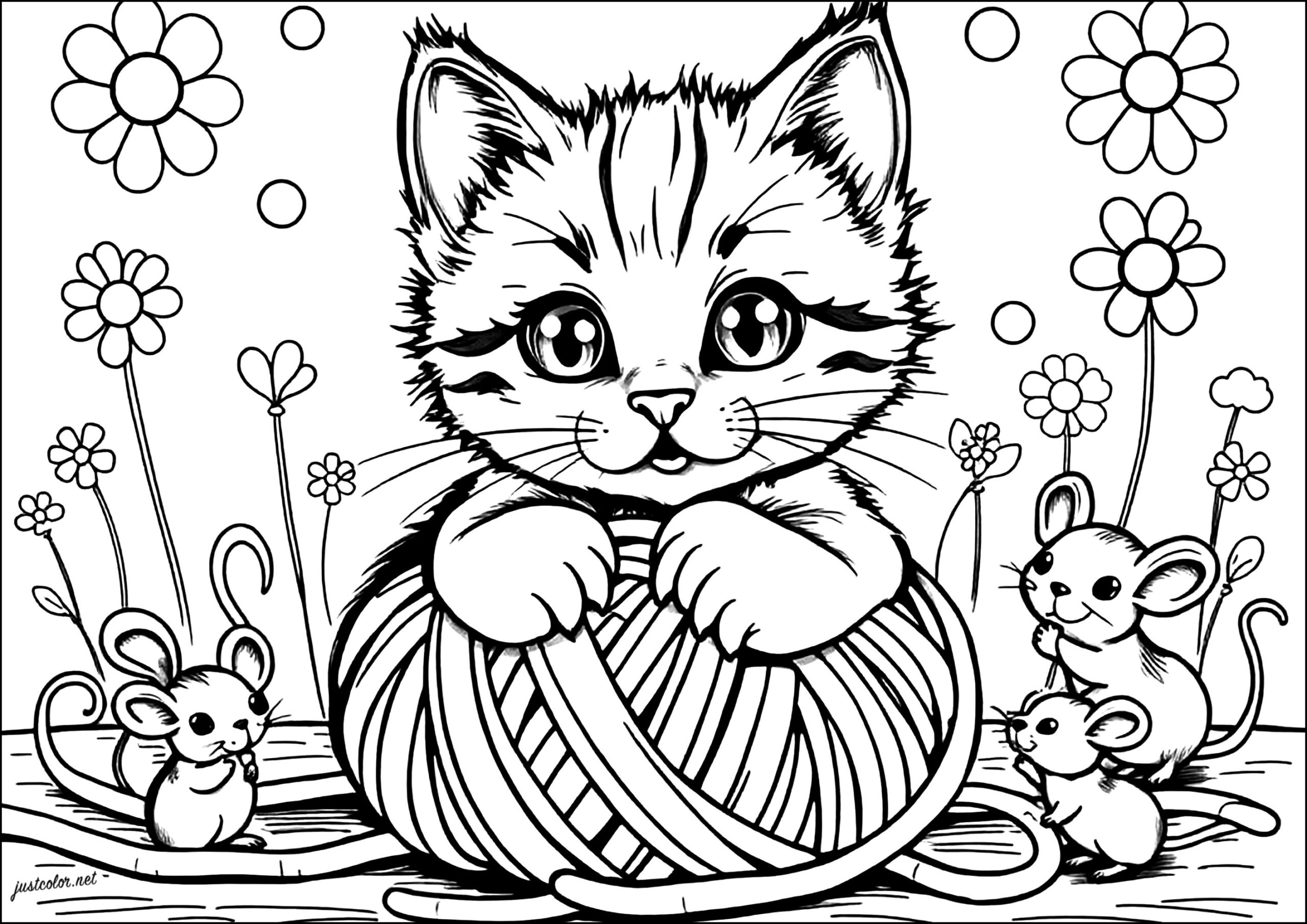 Little Cat And Ball Of Wool Cat Coloring Pages Little Cat And Ball Of Wool Cat Coloring Pages