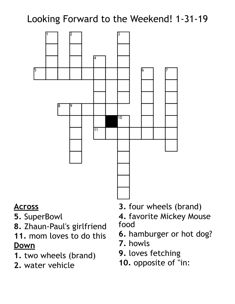 Looking Forward To The Weekend 1 31 19 Crossword WordMint Looking Forward To The Weekend 1 31 19 Crossword WordMint