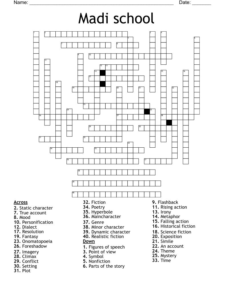 Madi School Crossword WordMint Madi School Crossword WordMint