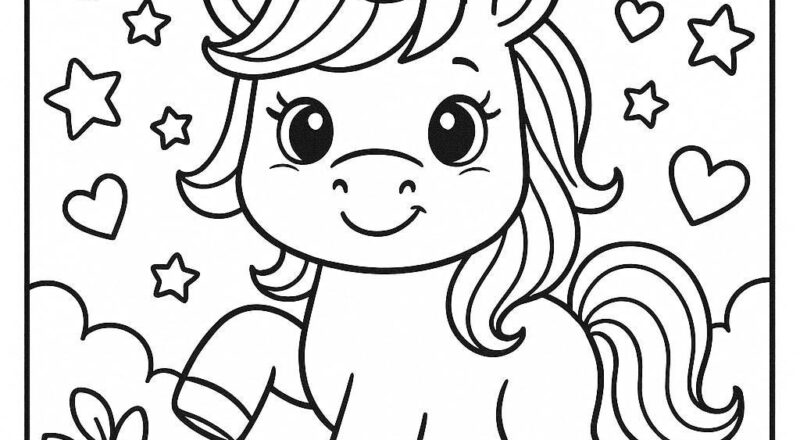 Magical Unicorn Coloring Page Rainbow Activity For Kids instant Download Etsy