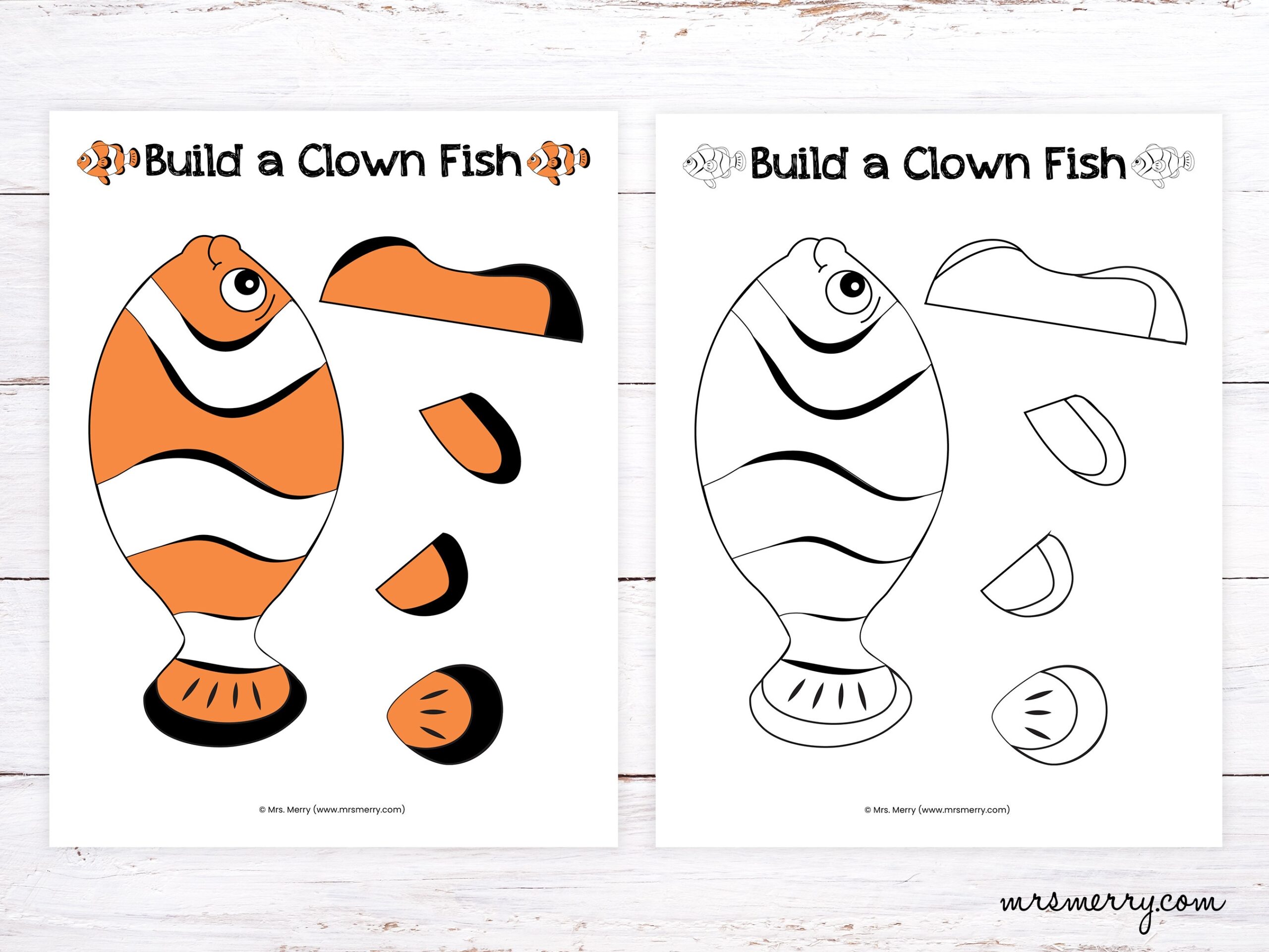 Make A Clown Fish Craft Sea Animal Printable For Kids Etsy Make A Clown Fish Craft Sea Animal Printable For Kids Etsy