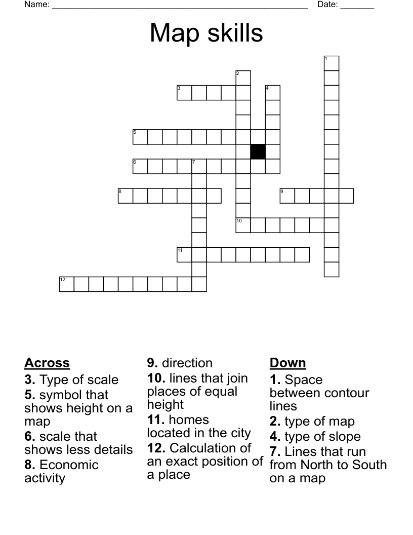 Map Skills Crossword WordMint Map Skills Crossword WordMint