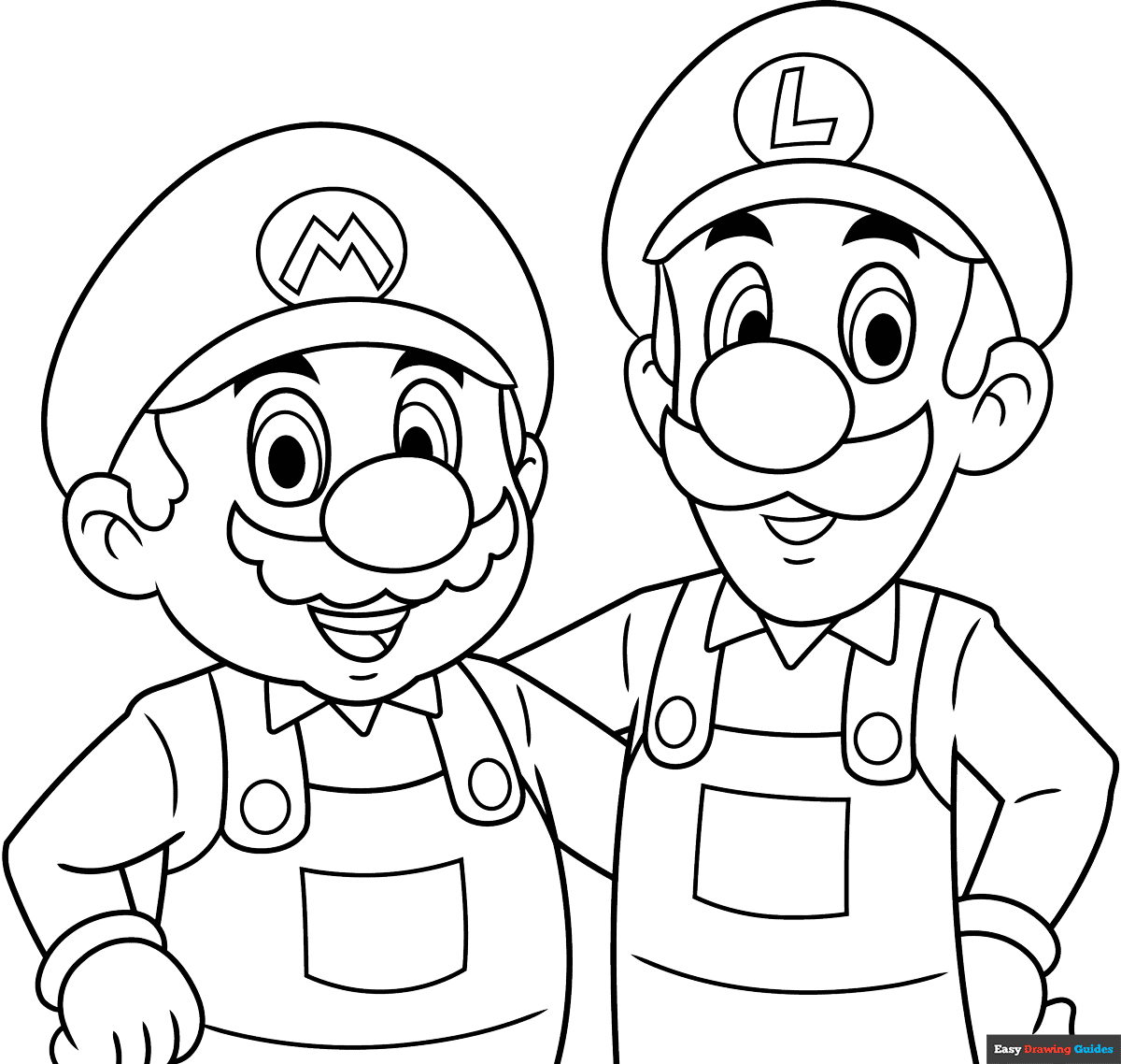 Mario And Luigi Drawing Coloring Page Easy Drawing Guides