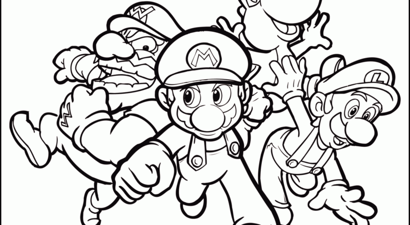 Mario Luigi Wario And Yoshi Super Mario Bros Coloring Pages