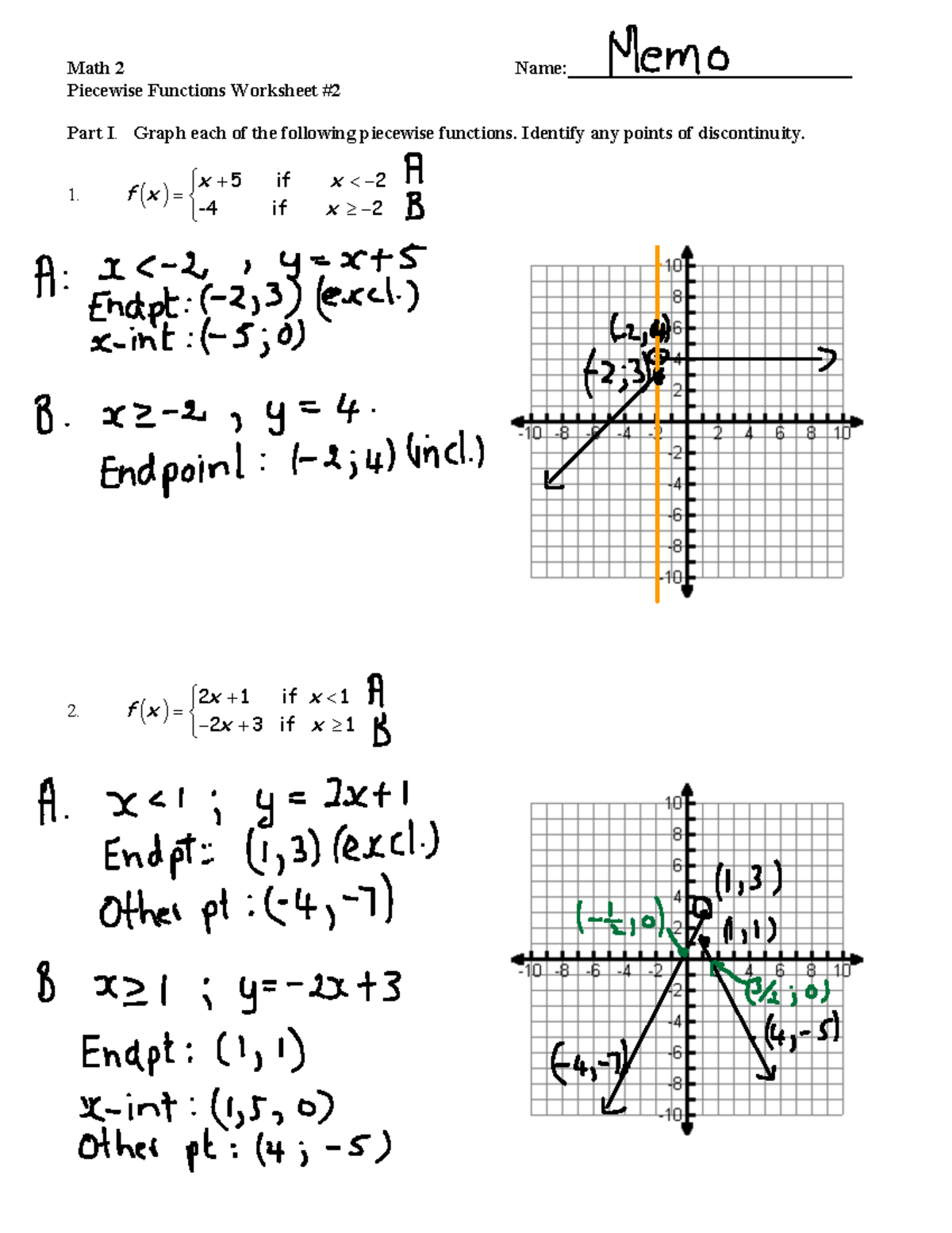 piecewise functions worksheet piecewise functions worksheet