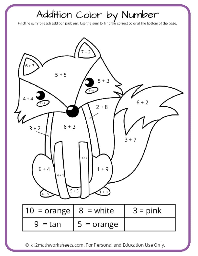 math worksheets to color math worksheets to color