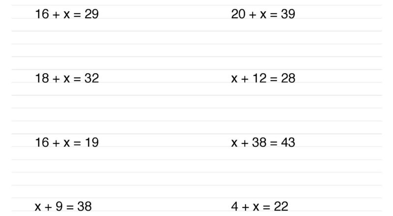 Math Worksheet Collection Solving One Step Equations Media4Math