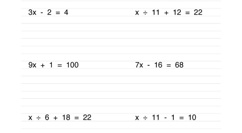 Math Worksheet Collection Solving Two Step Equations Media4Math