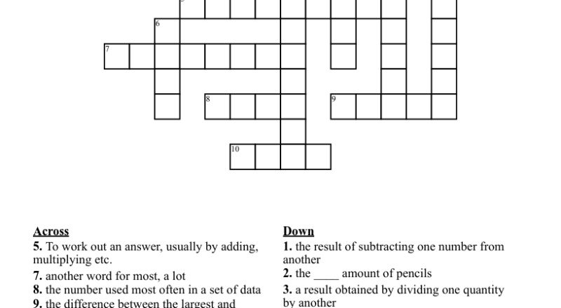 Mean Median Mode And Range Crossword WordMint
