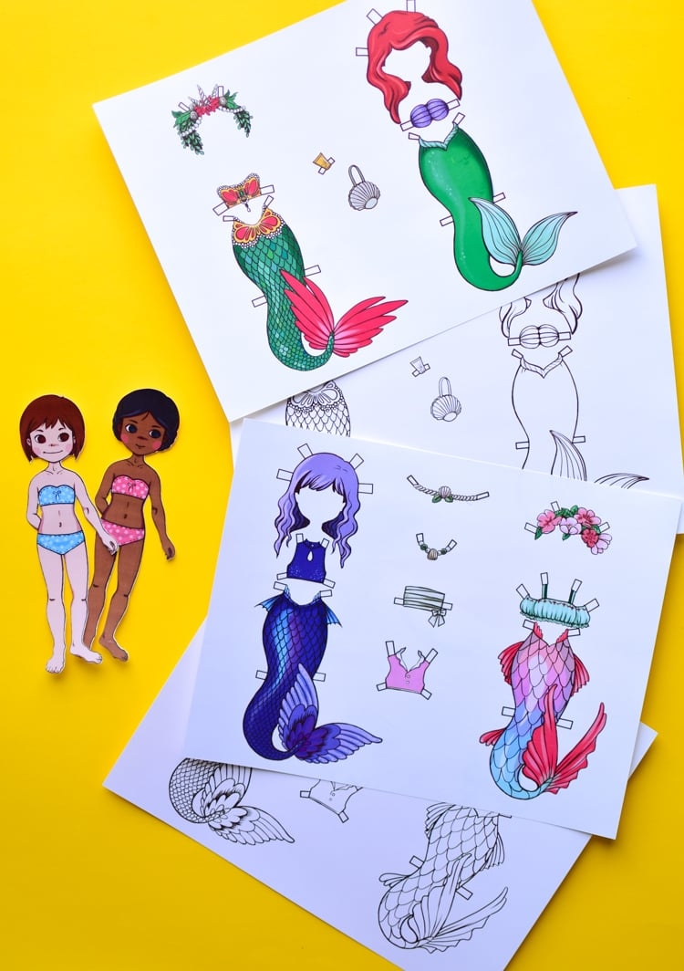 Mermaid Paper Dolls Printable Template Adventure In A Box Mermaid Paper Dolls Printable Template Adventure In A Box