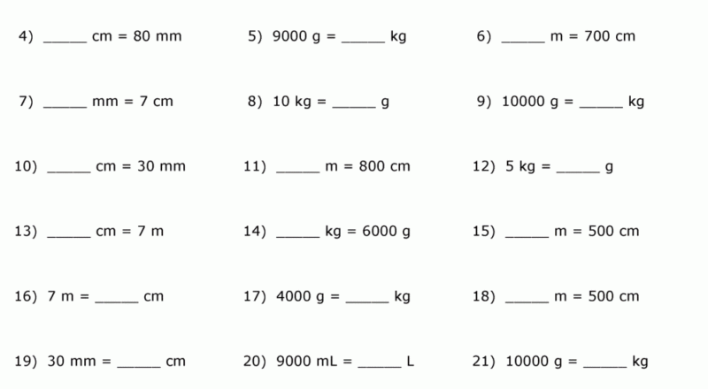 Metric Conversion Practice Worksheets