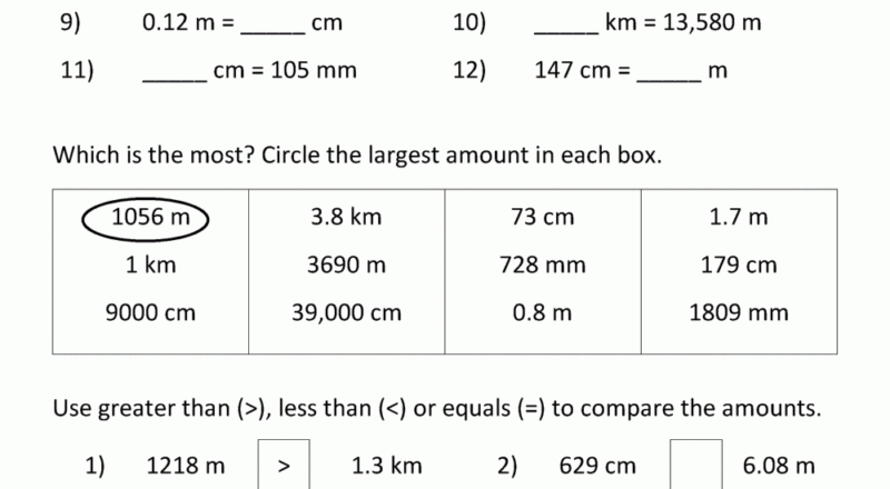 Metric Conversion Worksheet