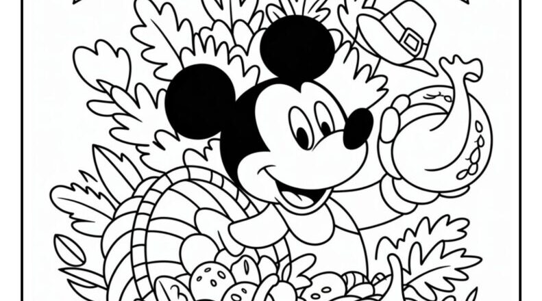 Mickey Mouse Thanksgiving Coloring Page 9 Coloring Sheets Cute Animals Coloring Pages