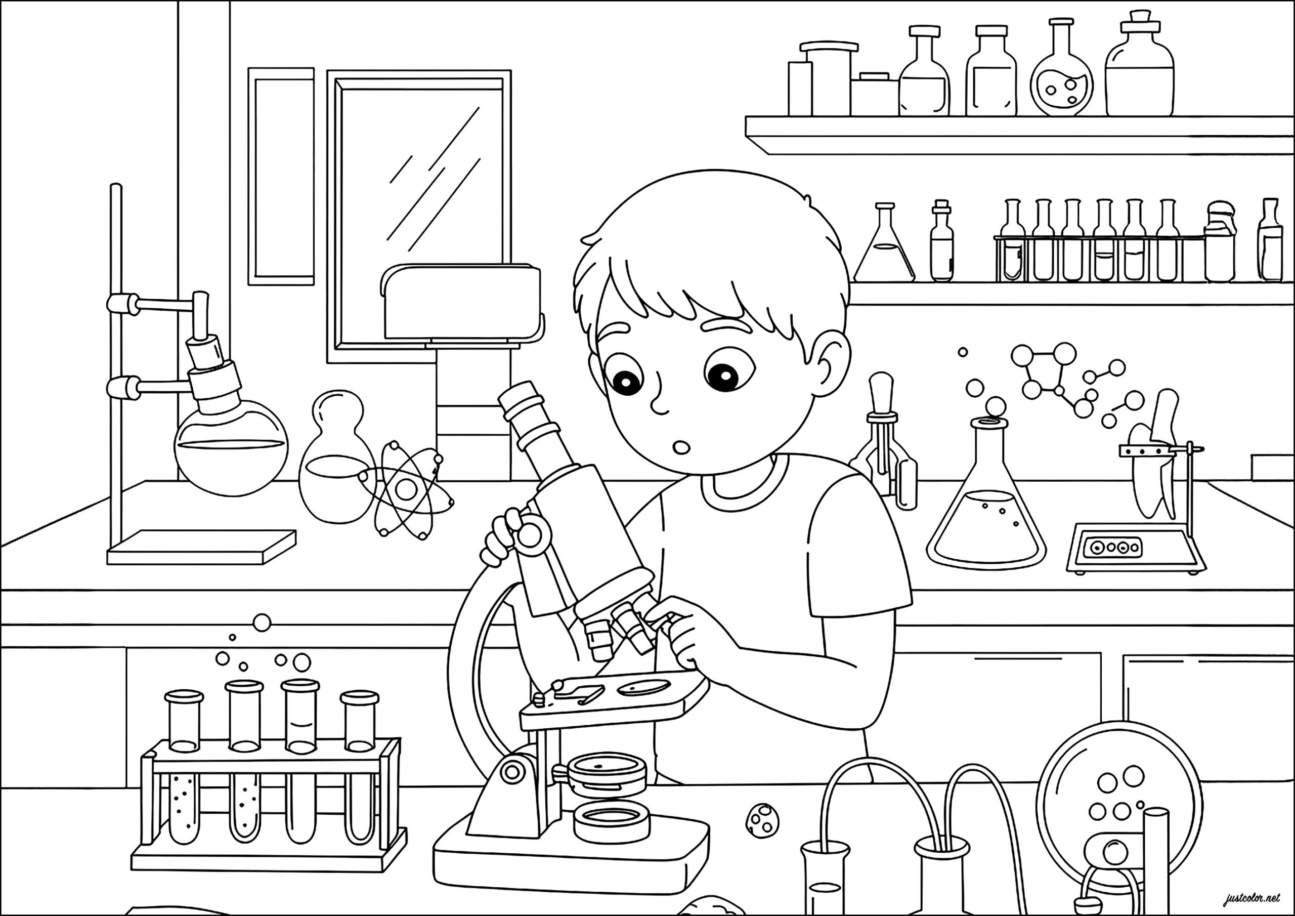 scientist coloring page