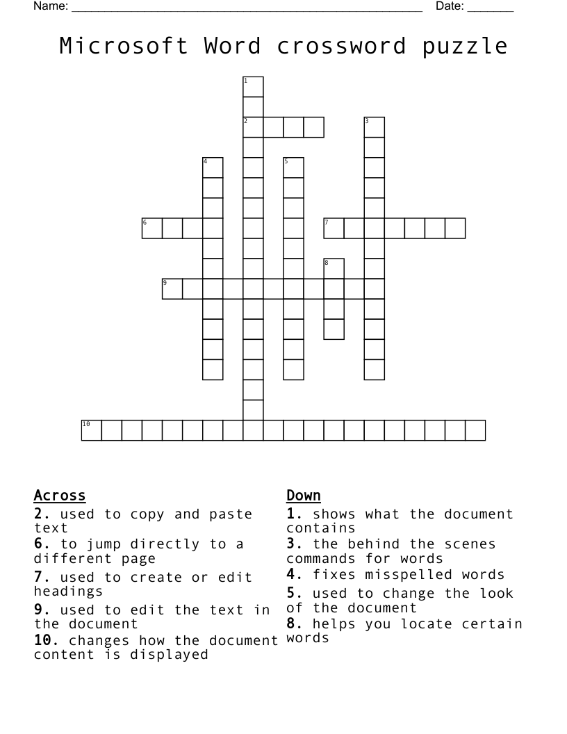 Microsoft Word Crossword Puzzle WordMint Microsoft Word Crossword Puzzle WordMint