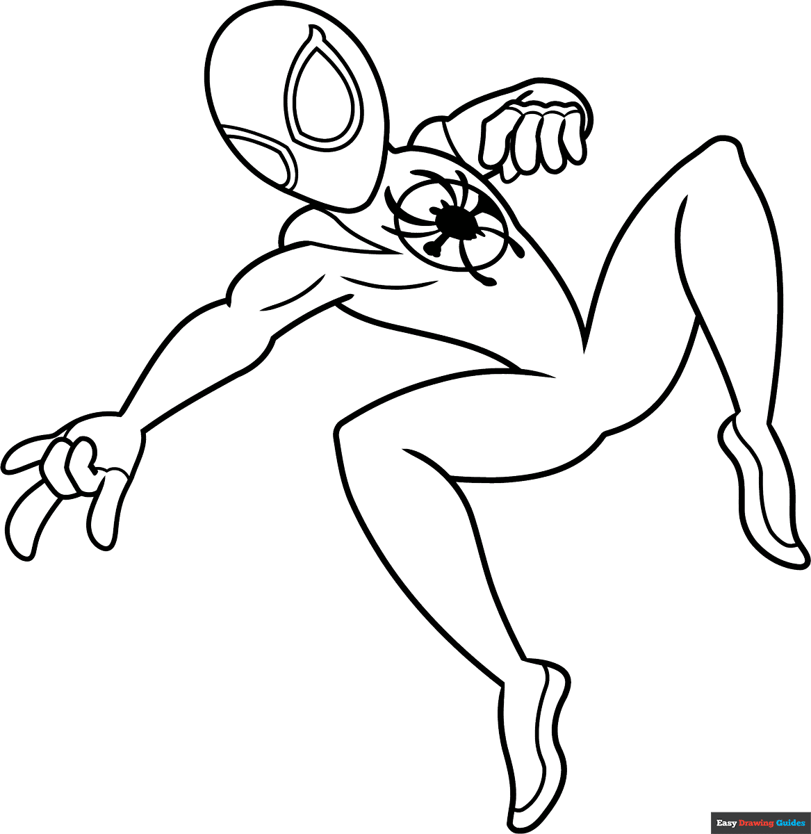 Miles Morales Spider Man Coloring Page Easy Drawing Guides