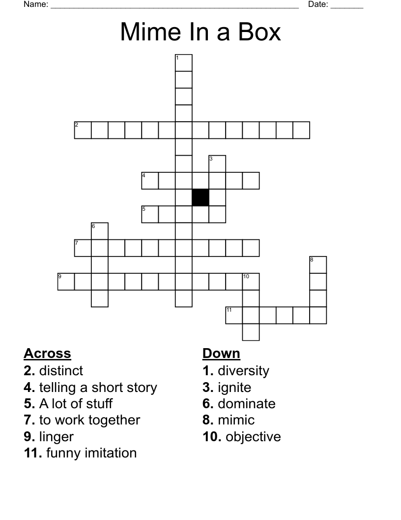 Mime In A Box Crossword WordMint