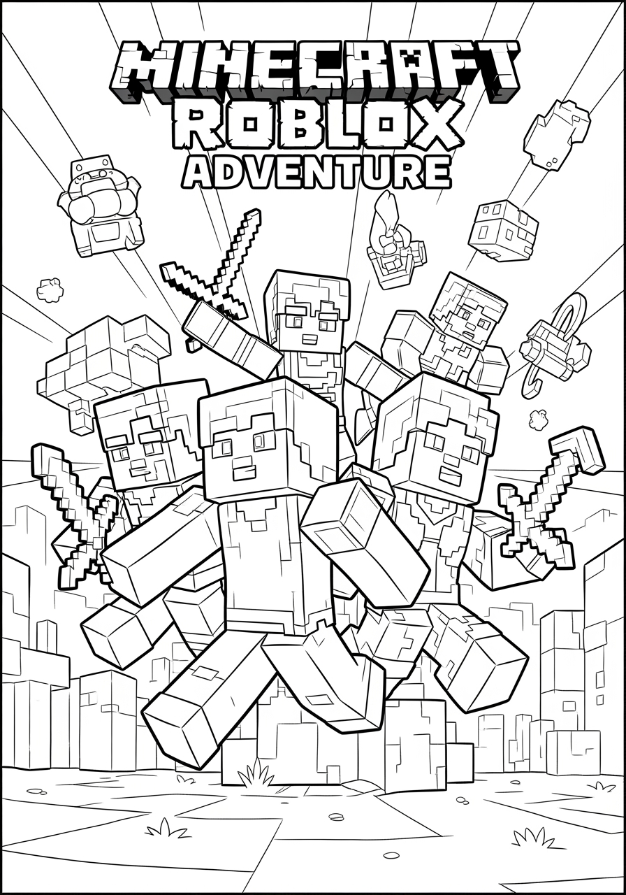 Minecraft Roblox Coloring Page Creative Kids Adventure