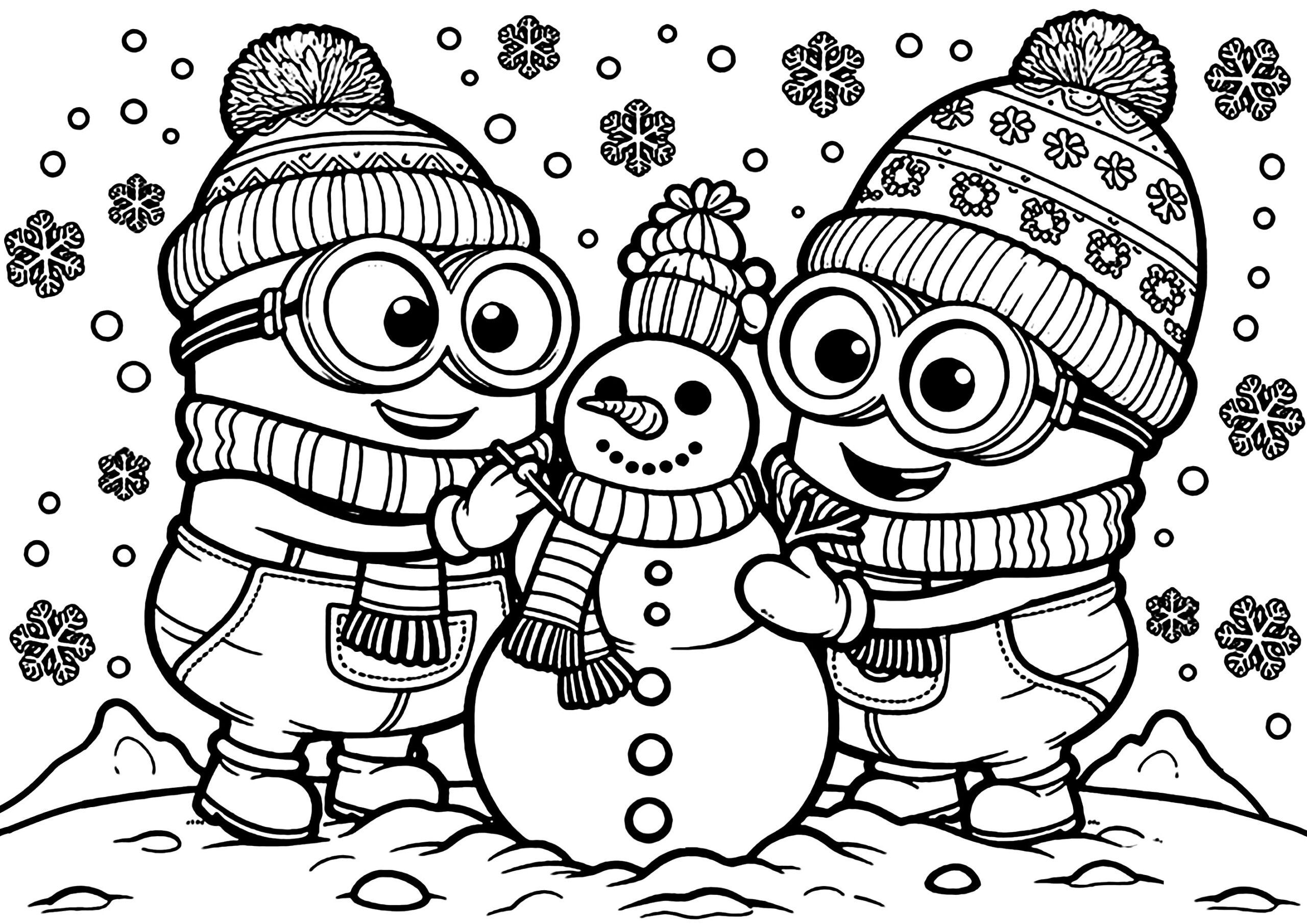 Minions And Snowman Minions Coloring Pages Minions And Snowman Minions Coloring Pages