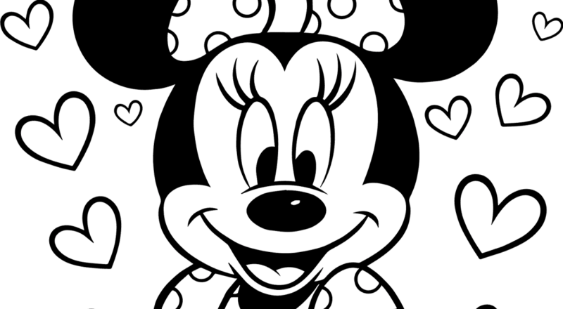 Minnie Mouse In Love Coloring Page Easy Drawing Guides