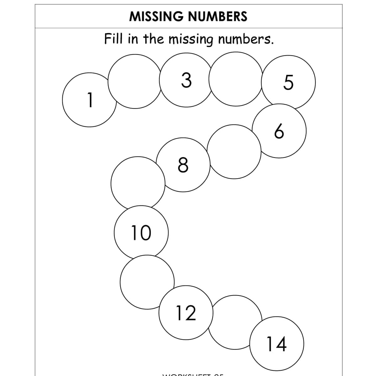 number worksheet for nursery