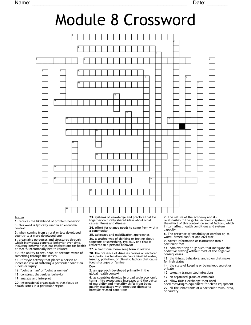 Module 8 Crossword WordMint