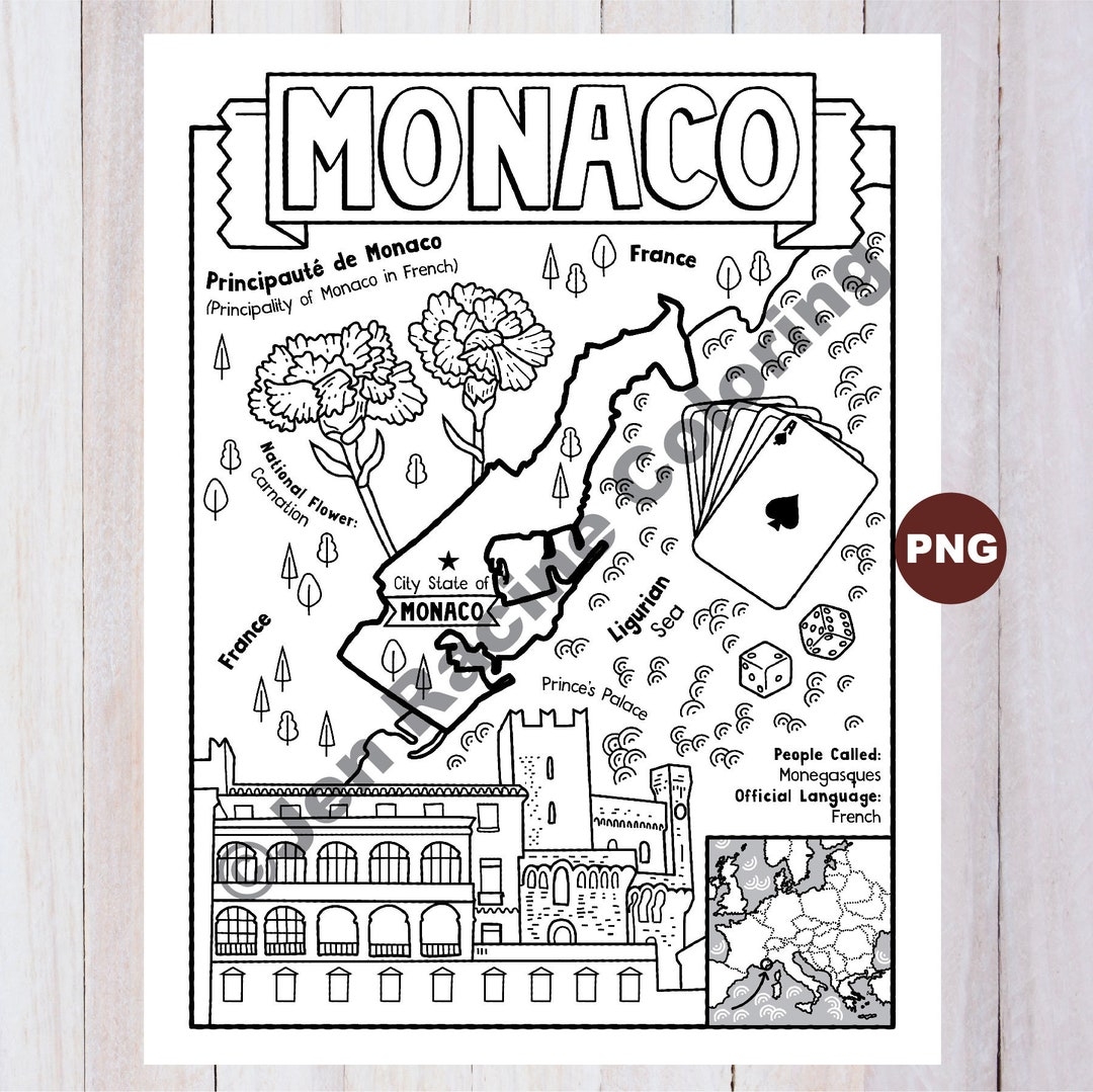 Monaco Coloring Page Geography Of Europe Digital Download Coloring Page Etsy Monaco Coloring Page Geography Of Europe Digital Download Coloring Page Etsy