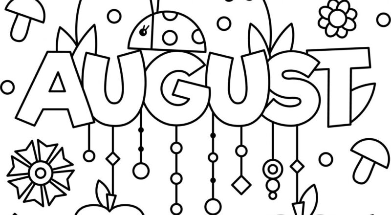 Monthly August Colouring Page Printable Thrifty Mommas Tips