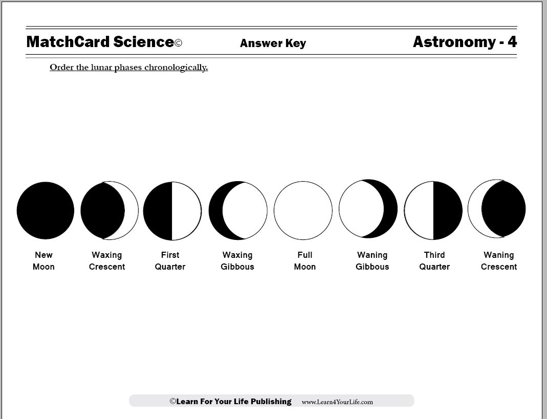 phases of the moon worksheet